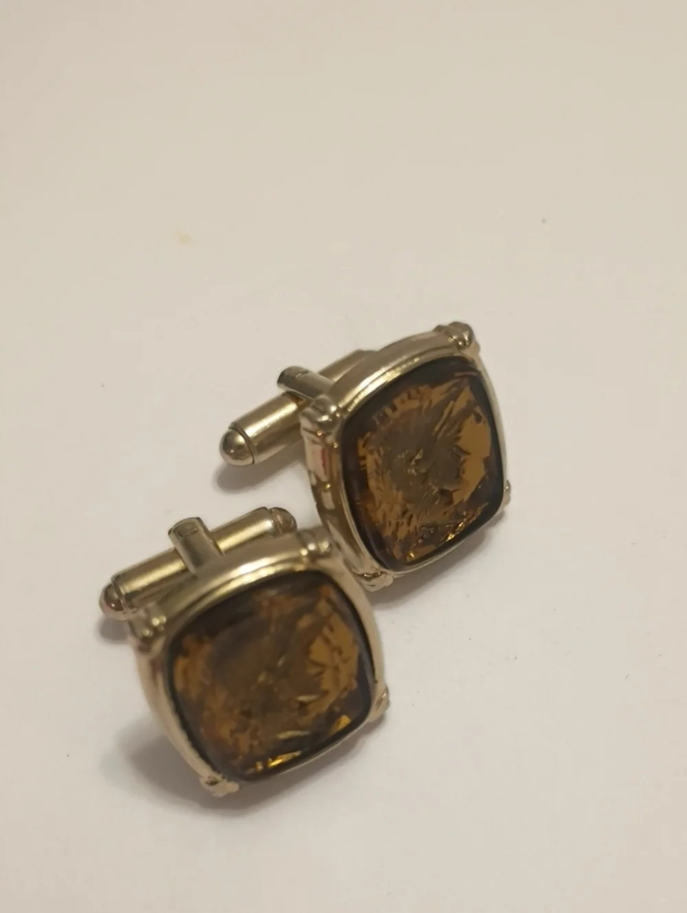 Mid Century Carved Roman Cameo Vintage Estate Mens Cufflinks